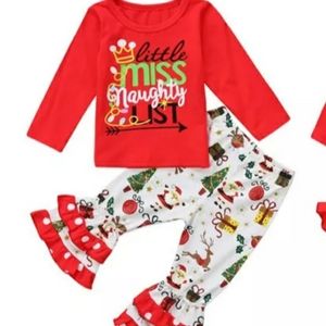 Long Sleeve Boutique Christmas Ruffle Pant…